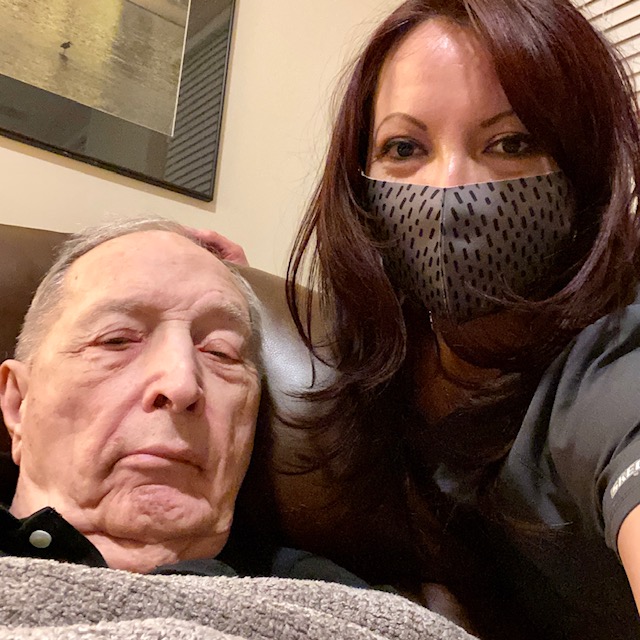 selfie taken of a caregiver and an old man
